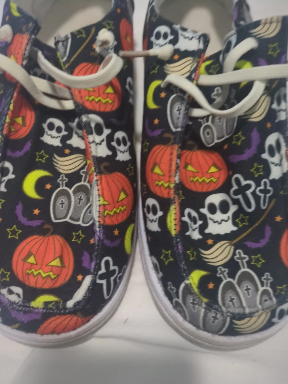 Kids Halloween Pumpkin & Skull Slip-On Shoes - Black